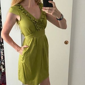 Lime green mini dress with ruffles